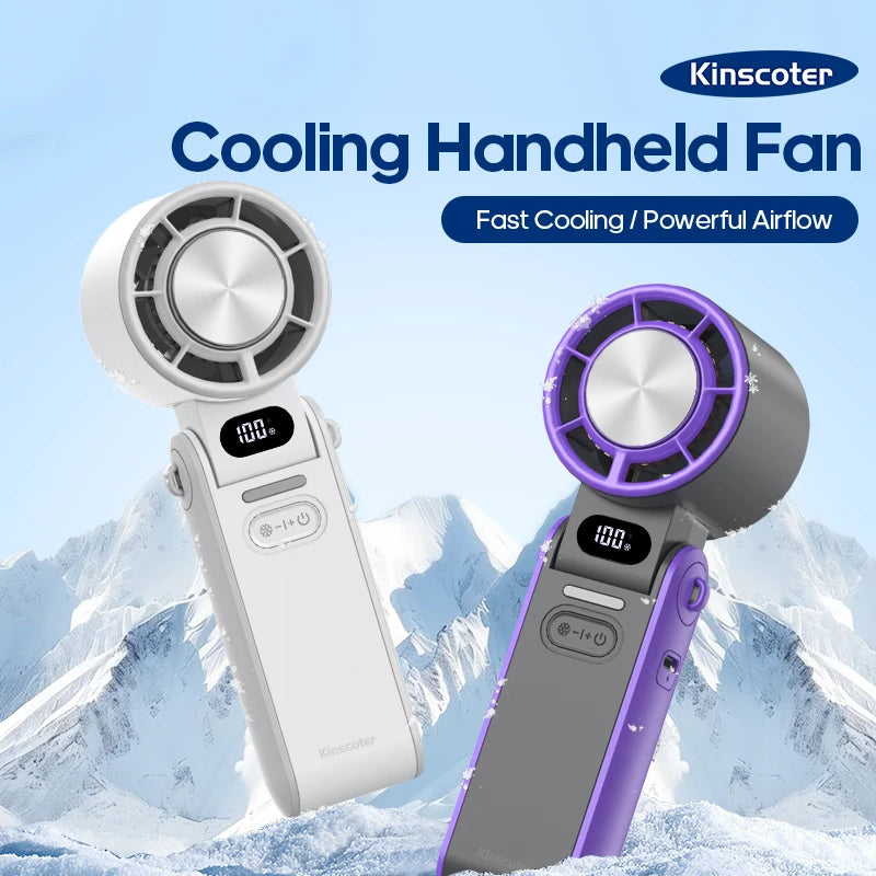 Portable Handheld Mini Fan – Foldable, Rechargeable 3600mAh, 100-Speed Turbo Cooling